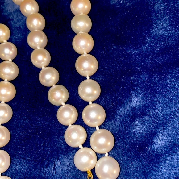 Pearl necklace with gold lock 14K beauty and elegance in 1 new w/white tag - Picture 3 of 12